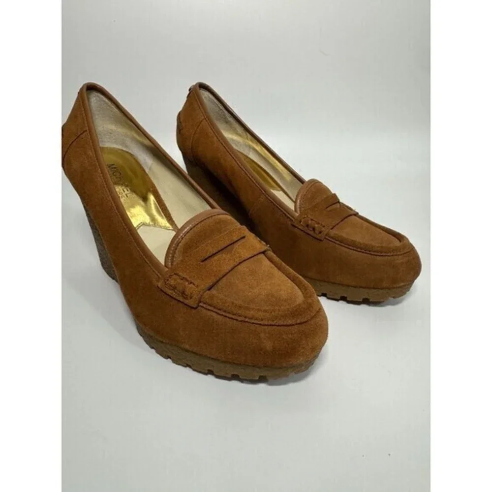Michael Michael Kors Rory Loafer Wedge Heels Walnut Womens  SIZE 91/2